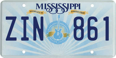 MS license plate ZIN861