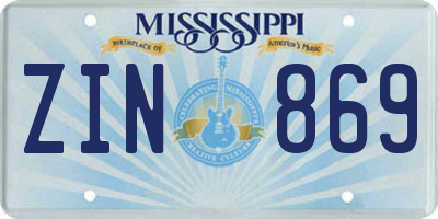 MS license plate ZIN869