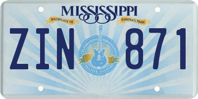 MS license plate ZIN871