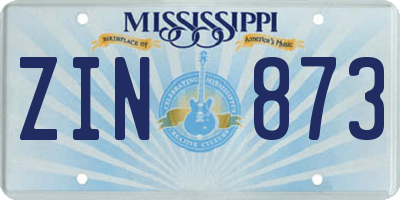 MS license plate ZIN873