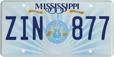 MS license plate ZIN877
