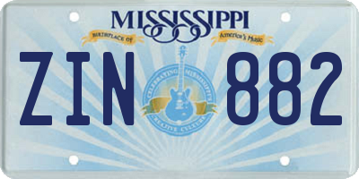MS license plate ZIN882