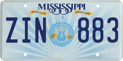 MS license plate ZIN883