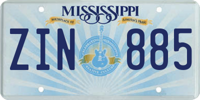 MS license plate ZIN885