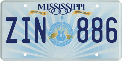 MS license plate ZIN886