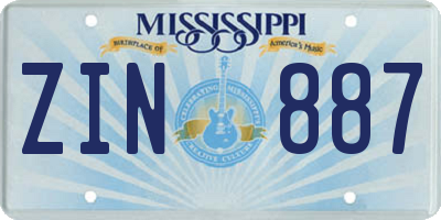 MS license plate ZIN887