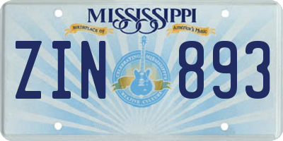 MS license plate ZIN893