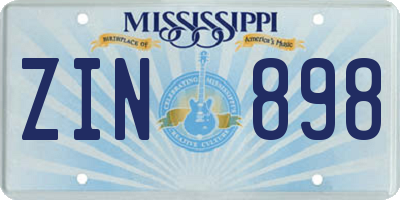 MS license plate ZIN898