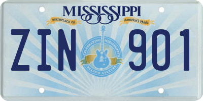 MS license plate ZIN901