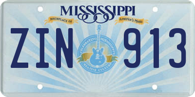 MS license plate ZIN913