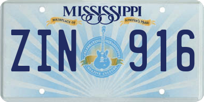 MS license plate ZIN916