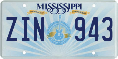 MS license plate ZIN943