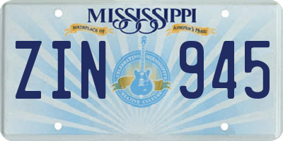 MS license plate ZIN945