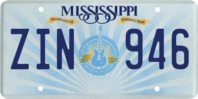 MS license plate ZIN946