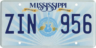 MS license plate ZIN956