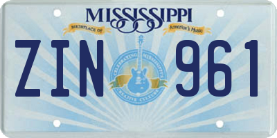 MS license plate ZIN961