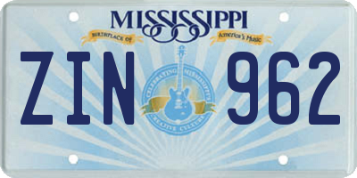 MS license plate ZIN962