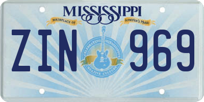MS license plate ZIN969