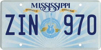 MS license plate ZIN970