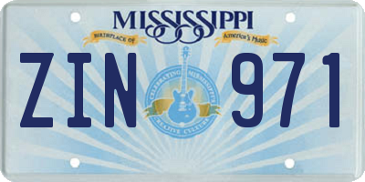 MS license plate ZIN971