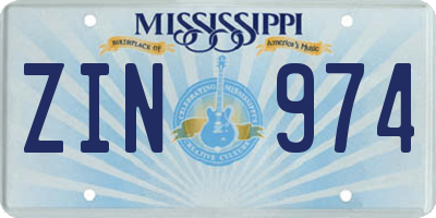 MS license plate ZIN974