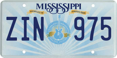 MS license plate ZIN975