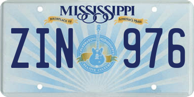 MS license plate ZIN976