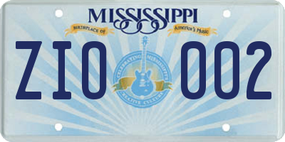 MS license plate ZIO002