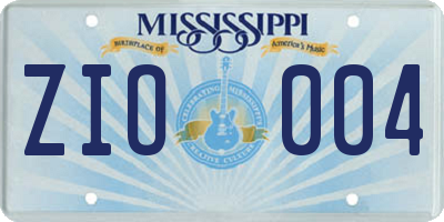 MS license plate ZIO004