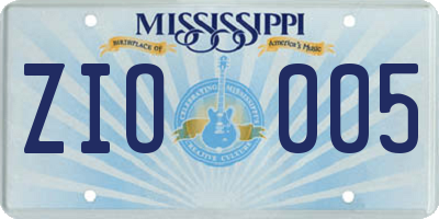 MS license plate ZIO005