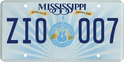 MS license plate ZIO007