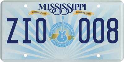 MS license plate ZIO008