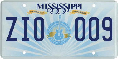 MS license plate ZIO009