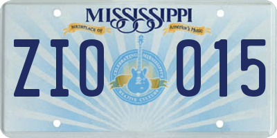 MS license plate ZIO015