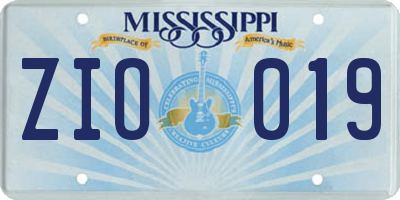 MS license plate ZIO019