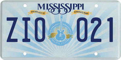 MS license plate ZIO021