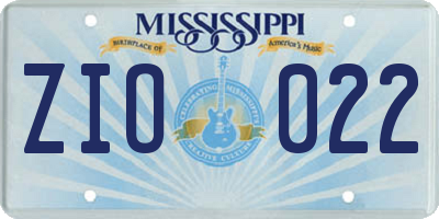 MS license plate ZIO022