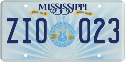 MS license plate ZIO023
