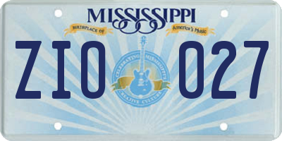 MS license plate ZIO027