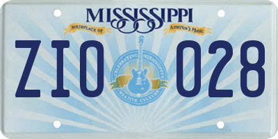 MS license plate ZIO028