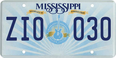 MS license plate ZIO030