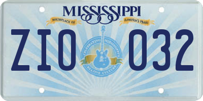 MS license plate ZIO032