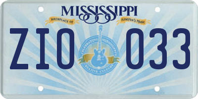 MS license plate ZIO033