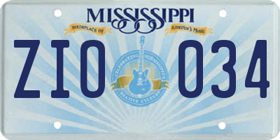 MS license plate ZIO034