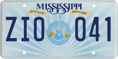 MS license plate ZIO041