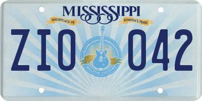 MS license plate ZIO042