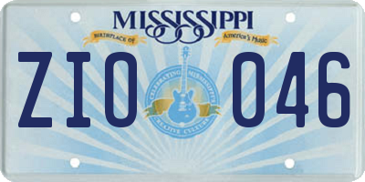 MS license plate ZIO046