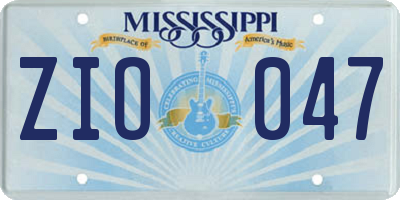 MS license plate ZIO047