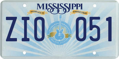 MS license plate ZIO051