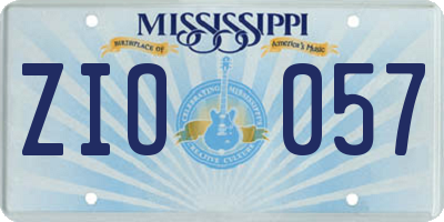 MS license plate ZIO057